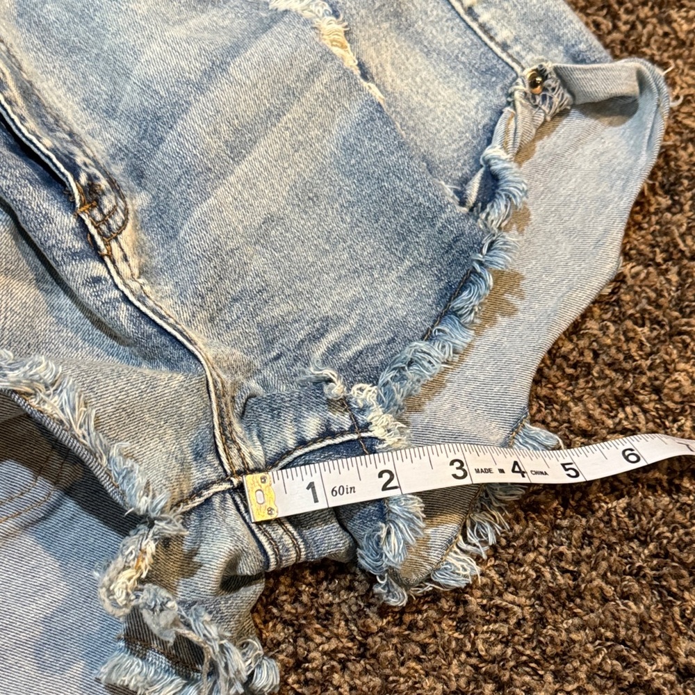 Ocean Drive Light Blue Distressed Jean Shorts - Picture 5 of 6